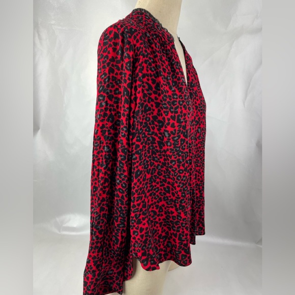 Zadig & Voltaire Red & Black Leo Print Tunic Blouse Sz S - Picture 2 of 12